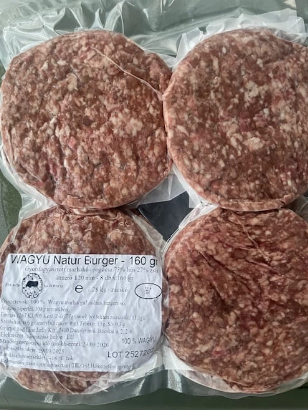 Hamburger húspogácsa - Wagyu (fagyasztott, 8 db/csomag)